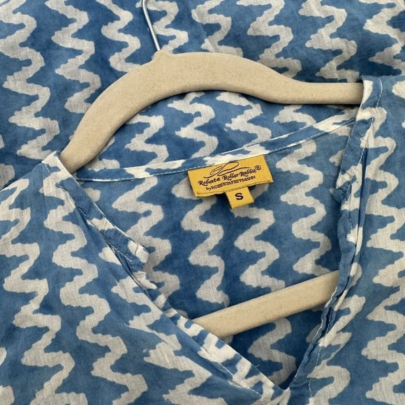 Roberta Roller Rabbit Long Sleeve Blue White Zig Zag Stripe‎ Size Small - Picture 5 of 5